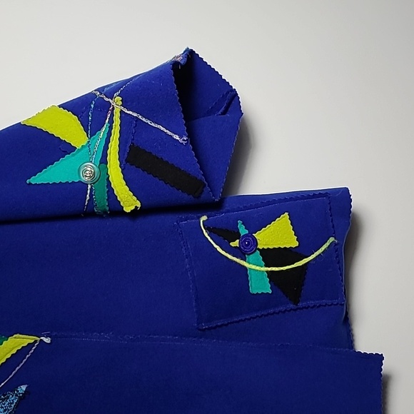 JUST BARB Heavy Weight Abstract Pattern Open Front One Pocket Cardigan Size L/XL - Picture 2 of 16